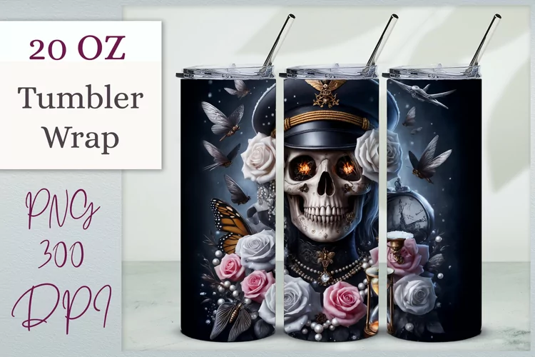 Halloween Tumbler Wrap| Skull Sublimation Design | 20oz Wrap