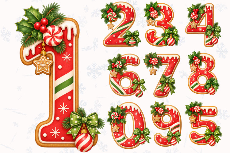 Christmas Numbers PNG example image 1