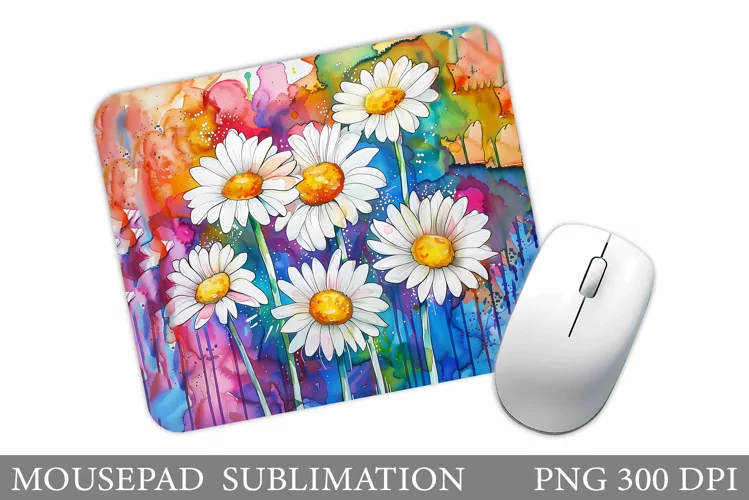 Daisy Flowers Mouse Pad. Flowers Mouse Pad Sublimation