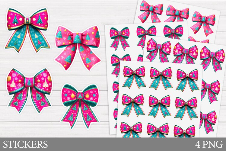 Christmas Bow Sticker Design. Christmas Sticker Printable example image 1