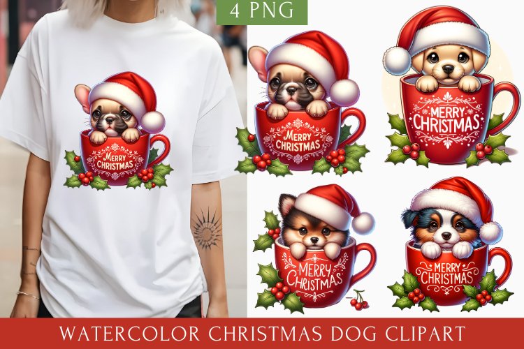Cute Christmas Dog clipart, Dog Sublimation
