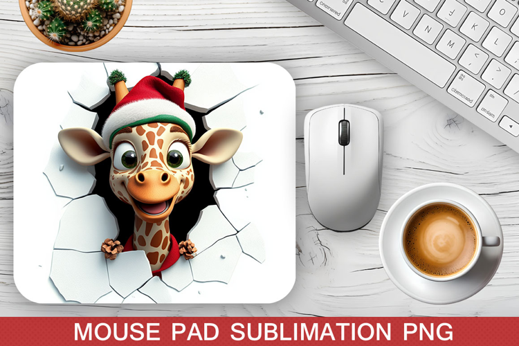Christmas Giraffe Mouse Pad Sublimation -Christmas Mouse Pad