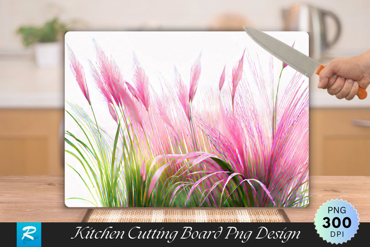 Pink Grass Cutting Board Sublimation Design example image 1