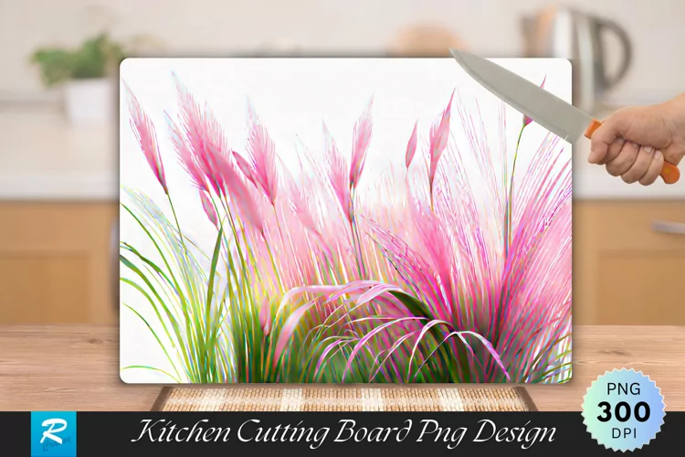 Pink Grass Cutting Board Sublimation Design