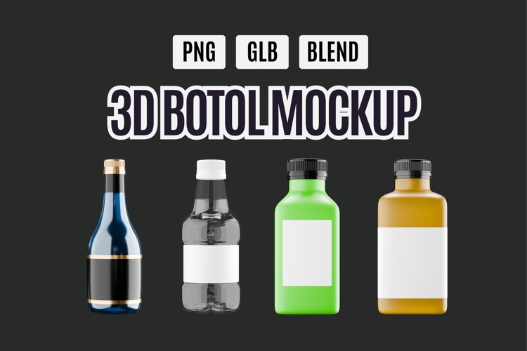 3D Bottle Mockup Pack 2