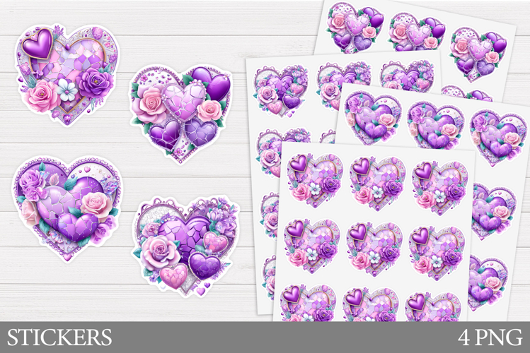 Hearts Stickers Design. Valentines Sticker Printable