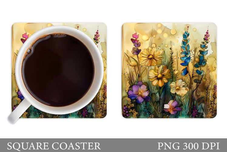 Flowers Coaster Sublimation. Floral Coaster Design example image 1