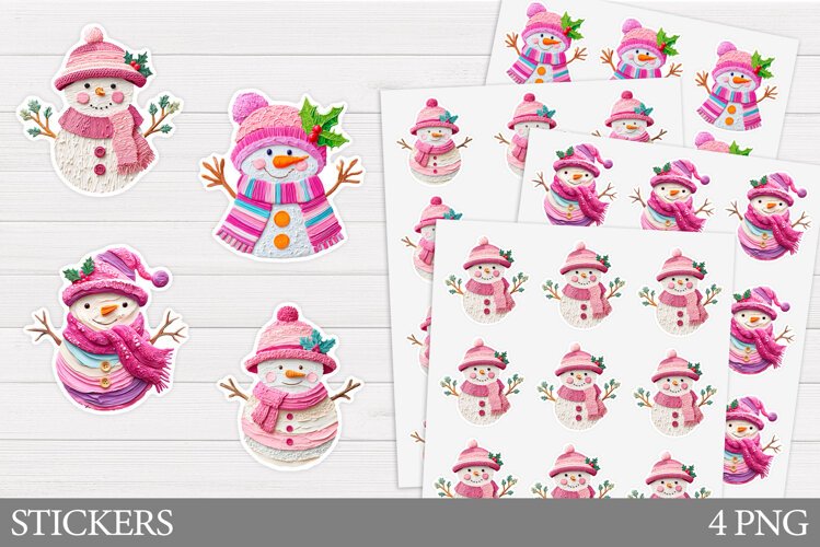 Cute Snowman Sticker Design. Christmas Sticker Printable example image 1