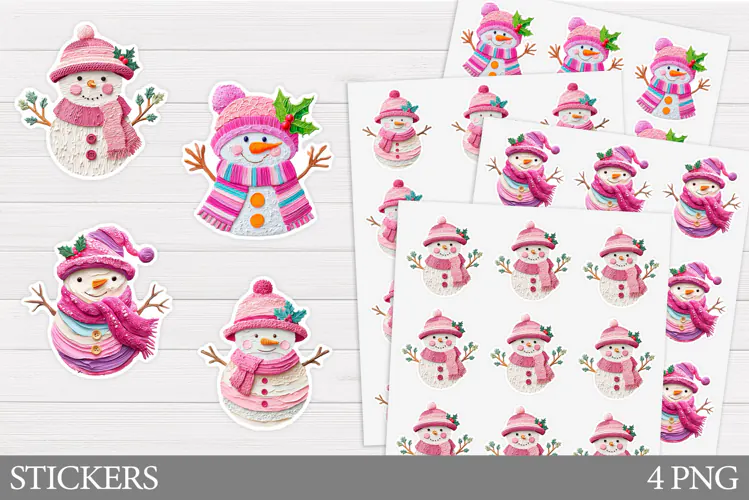 Cute Snowman Sticker Design. Christmas Sticker Printable