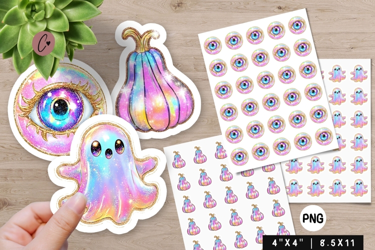 Iridescent Halloween Stickers | Halloween PNG