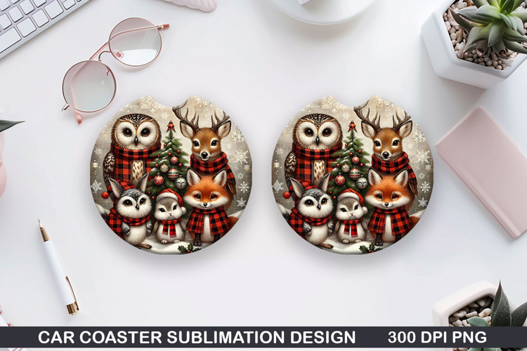 Owls Car Coaster Sublimation| Christmas Coaster PNG