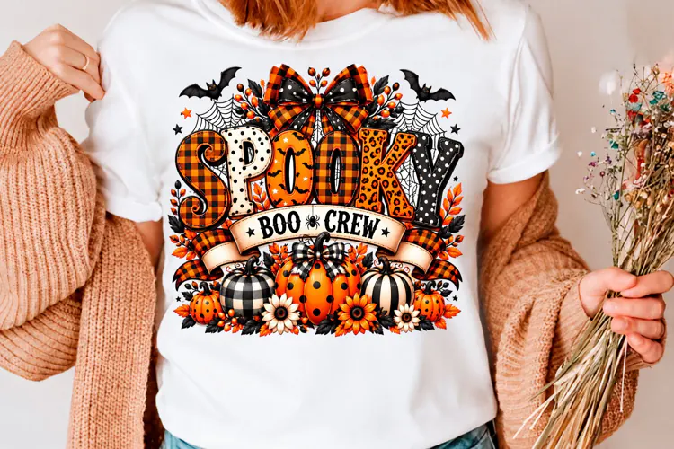 Spooky Boo Crew Halloween Pumpkin PNG