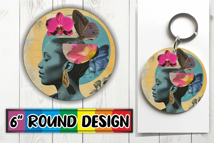 Artistic Afro Woman Round Design Abstract Sublimation PNG