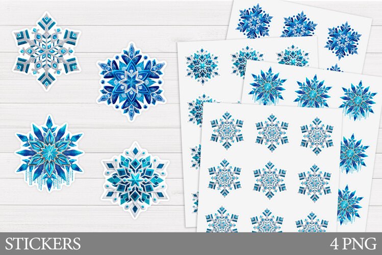 Snowflake Sticker Design. Christmas Sticker Printable example image 1