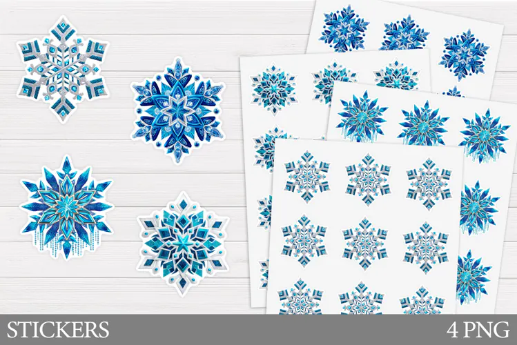 Snowflake Sticker Design. Christmas Sticker Printable