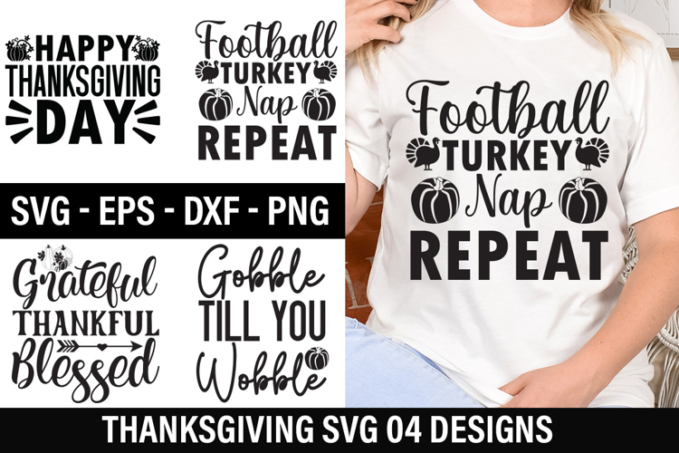 Thanksgiving SVG Design - Football Turkey Nap Repeat