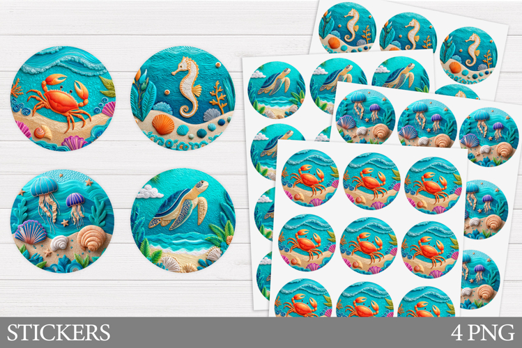 Sea Animals Sticker Design. Cute Animals Sticker Printable