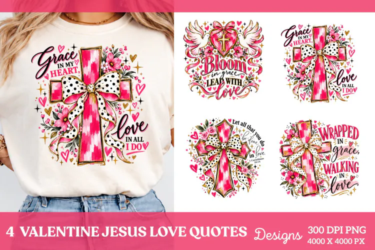 Valentine Jesus 4 Shirt PNG Designs, 4 Christian Valentine S