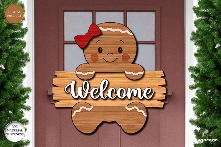 Gingerbread Man Door Sign Laser Cut | Door Hanger | SVG