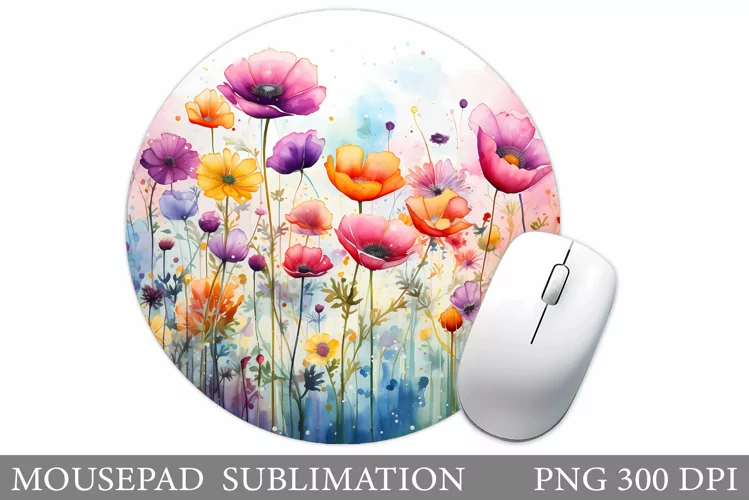 Flowers Mouse Pad Sublimation. Wildflowers Mouse Pad Design