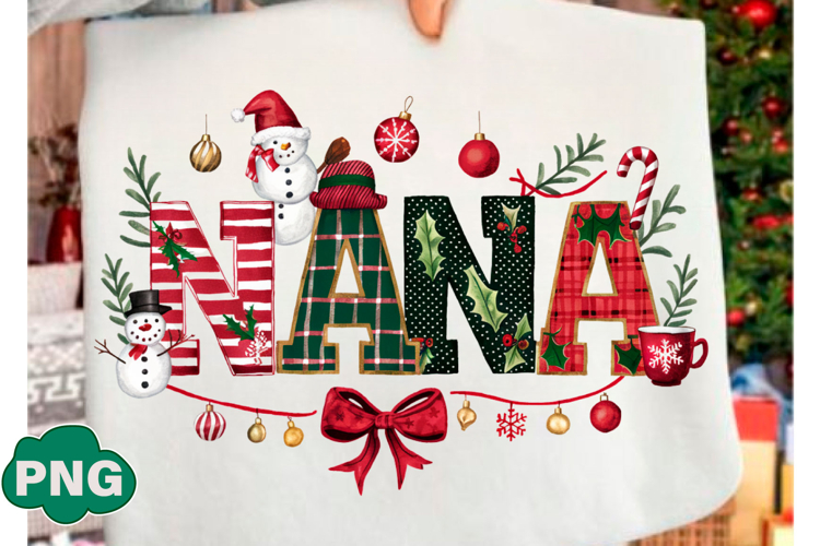 Christmas Nana PNG Trendy T-shirt