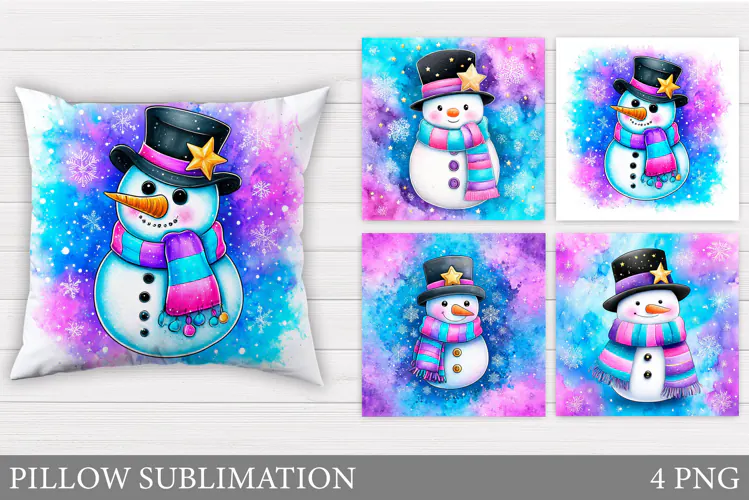 Cute Snowman Pillow Sublimation. Christmas Pillow Design