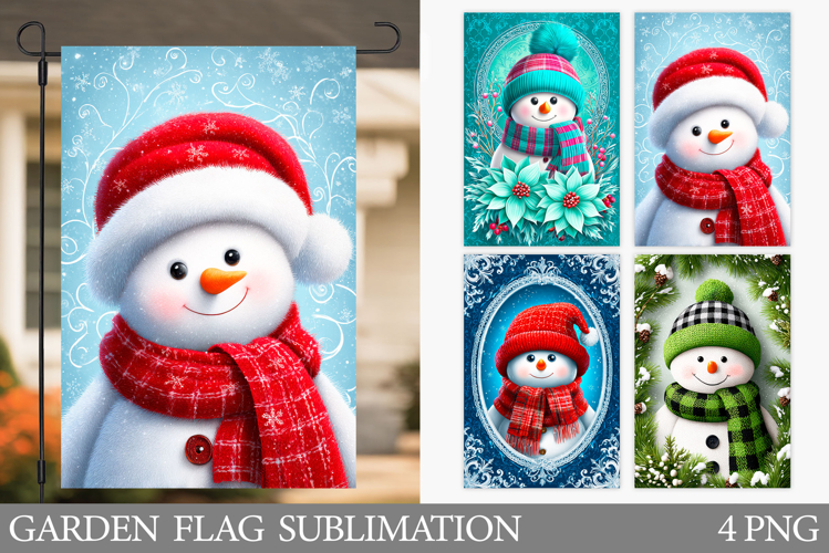 Cute Snowman Garden Flag. Christmas Garden Flag Design