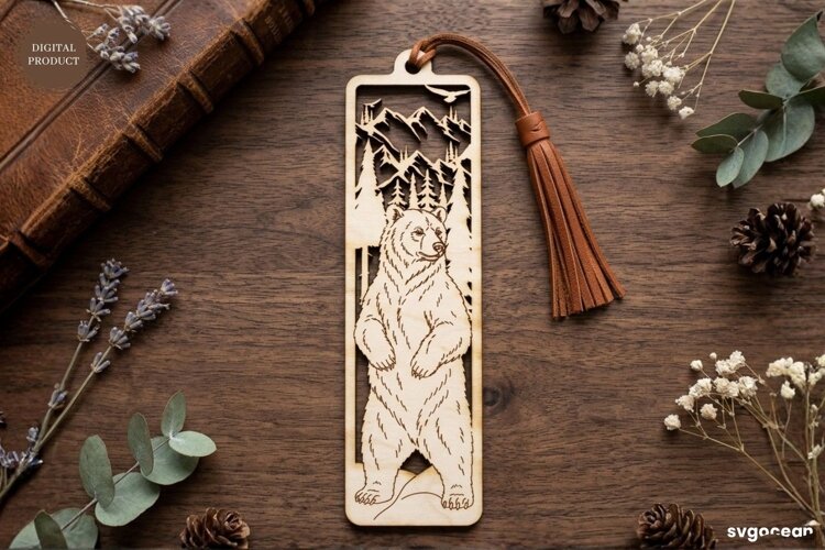 Winter Bear Bookmark Laser Cut | Glowforge | SVG example image 1
