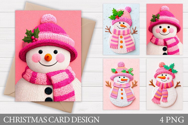 Snowman Card Printable. Christmas Card Design example image 1