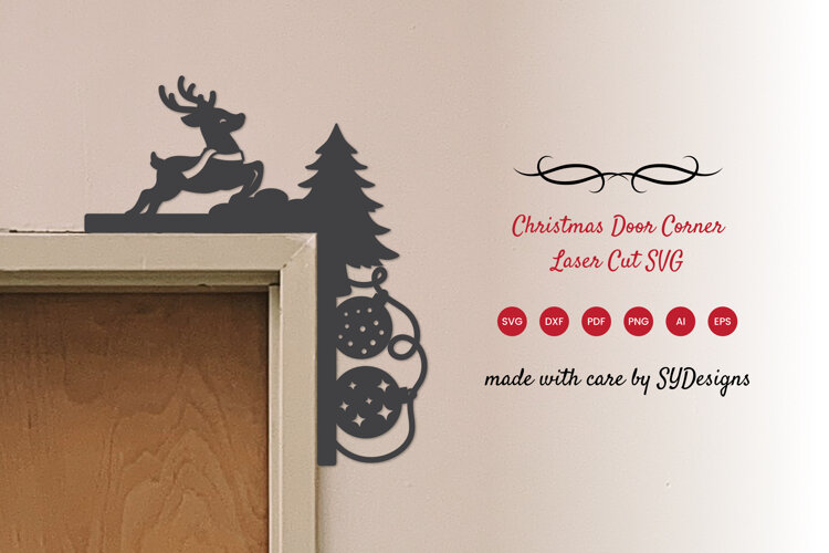 Christmas Door Corner Laser Cut SVG - Winter Door Frame Sign example image 1