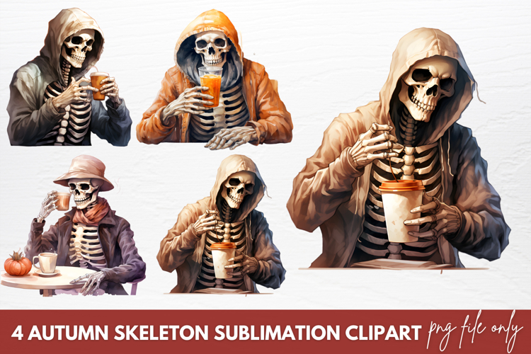 Autumn Skeleton Sublimation Clipart