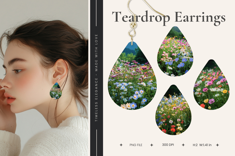 Flower Teardrop Earring Floral Teardrop Sublimation_33