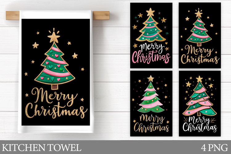 Christmas Tree Kitchen Towel. Christmas Deer Kitchen Towel