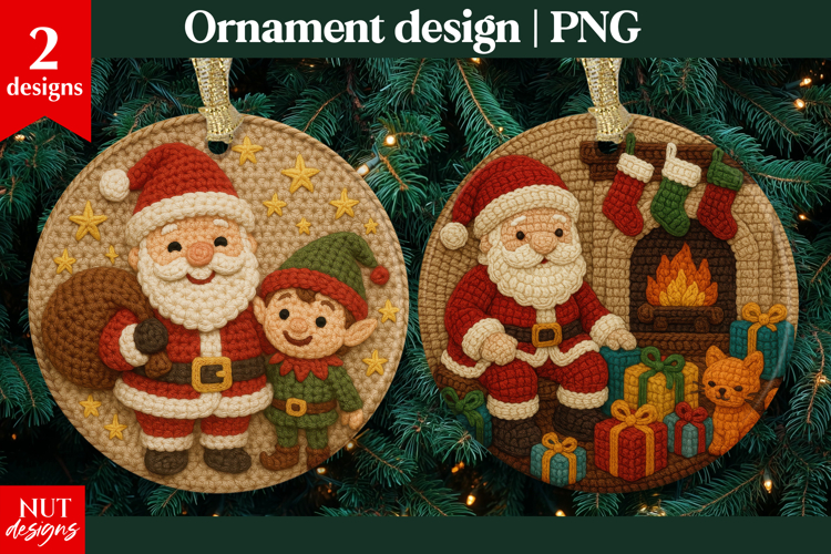 Christmas ornament Crochet Elf & Santa Christmas sublimation