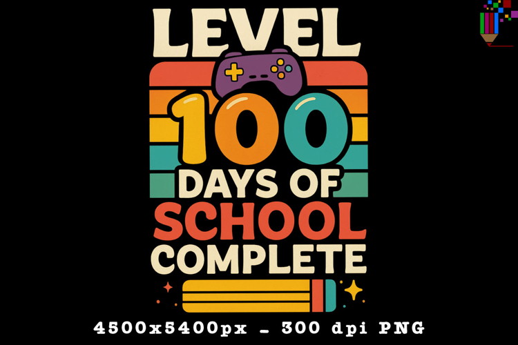 Level 100 Days of School Complete Gamer PNG