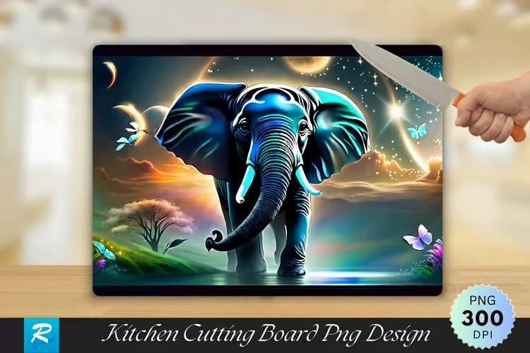 Elephant Cutting Board Sublimation Design