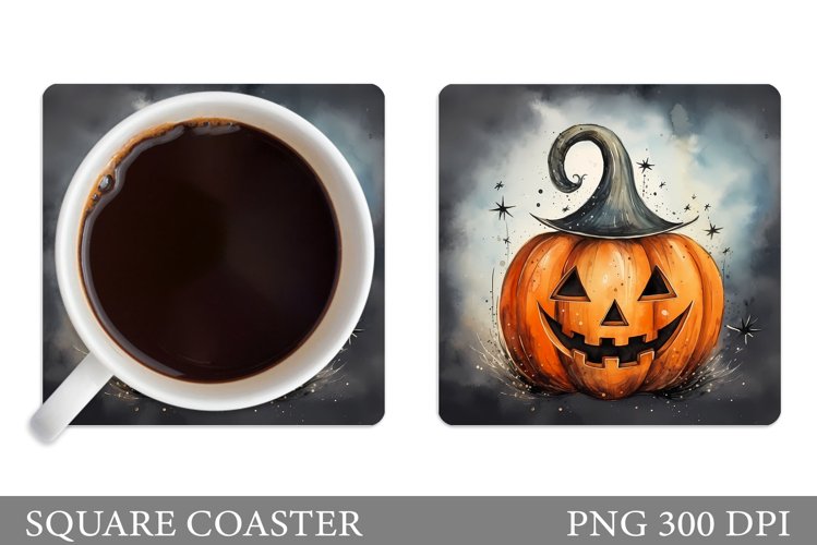 Halloween Square Coaster. Halloween Pumpkin Coaster Design example image 1