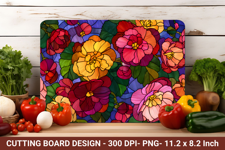 Stained Glass Begonia Flower Cutting Board | Cutting Board p