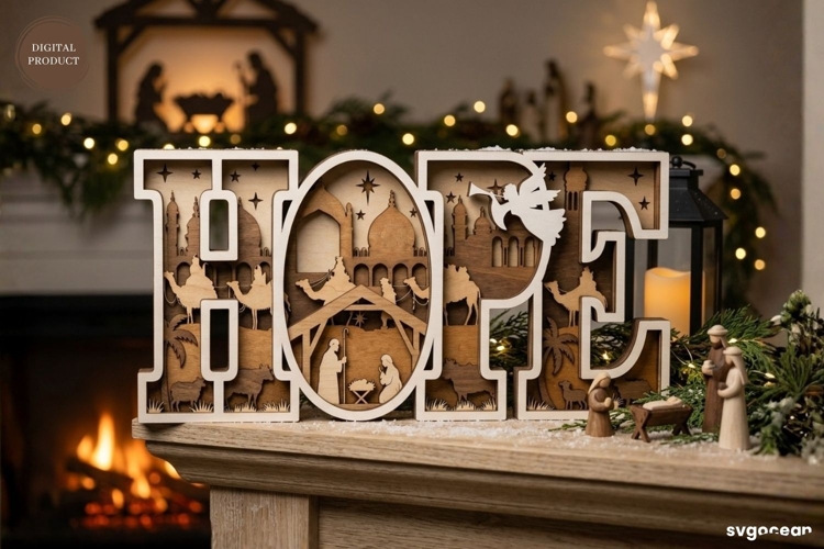 Multilayer Hope Nativity Scene Laser Cut | Glowforge | SVG