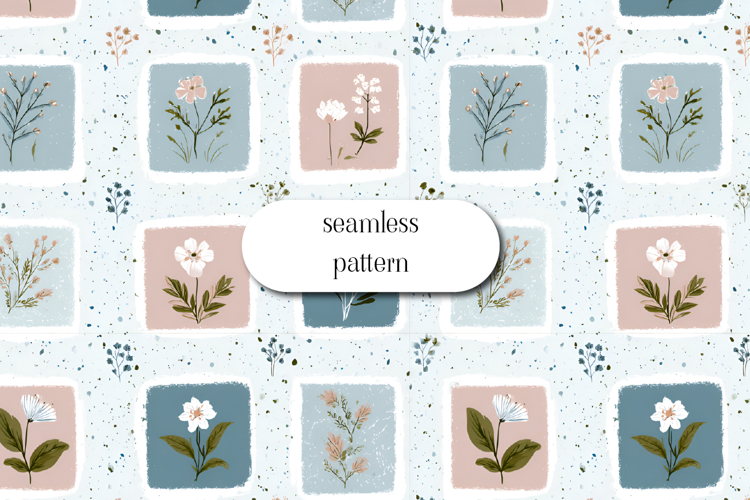 Seamless Floral Patchwork Pattern Soft Pastel Botanical