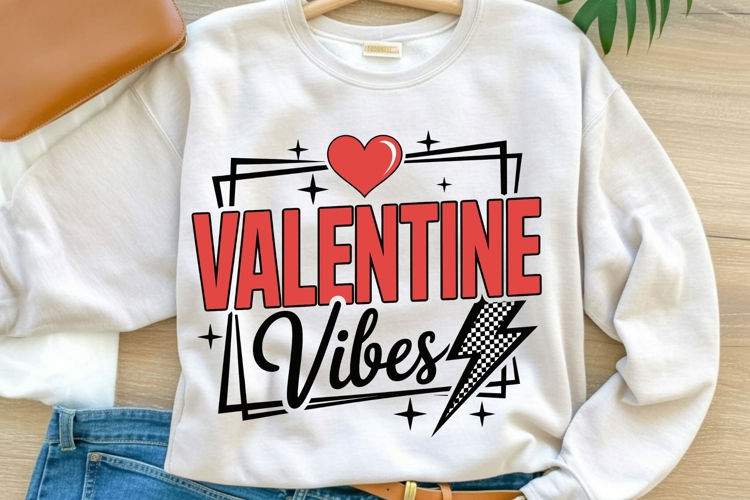 Valentine Vibes PNG | Retro Valentine Lightning Bolt PNG