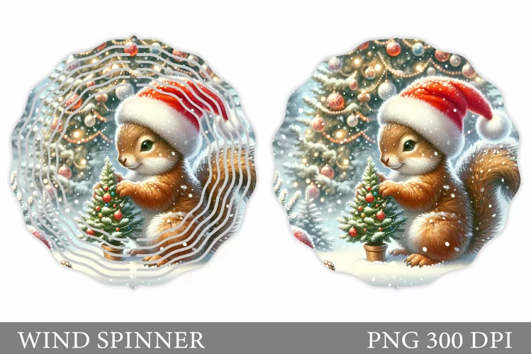 Christmas Squirrel Wind Spinner. Christmas Wind Spinner