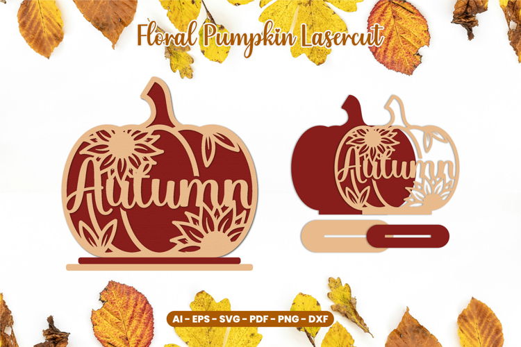 Autumn Floral Pumpkin Laser Cut SVG | Standing Fall Decor