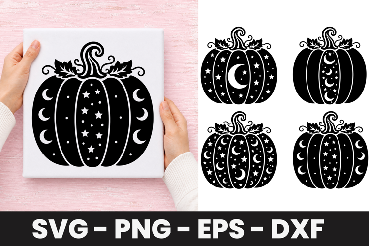 Celestial Moon Pumpkin SVG PNG
