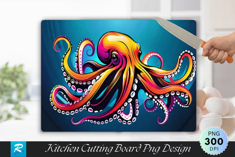 Octopus Cutting Board sublimation Design