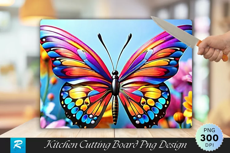 3D Butterfly Cutting Board Sublimation Design