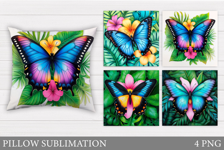 Butterfly Flowers Sublimation. Butterfly Pillow Sublimation