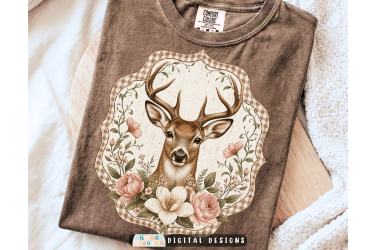 Vintage Deer Portrait PNG | Rustic Preppy Buck PNG