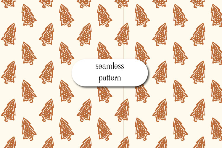 Gingerbread Tree Seamless Pattern | Christmas Digital Paper