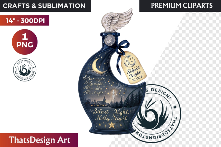 Christmas Winter Potion Bottles PNG, Magical Holiday Clipart